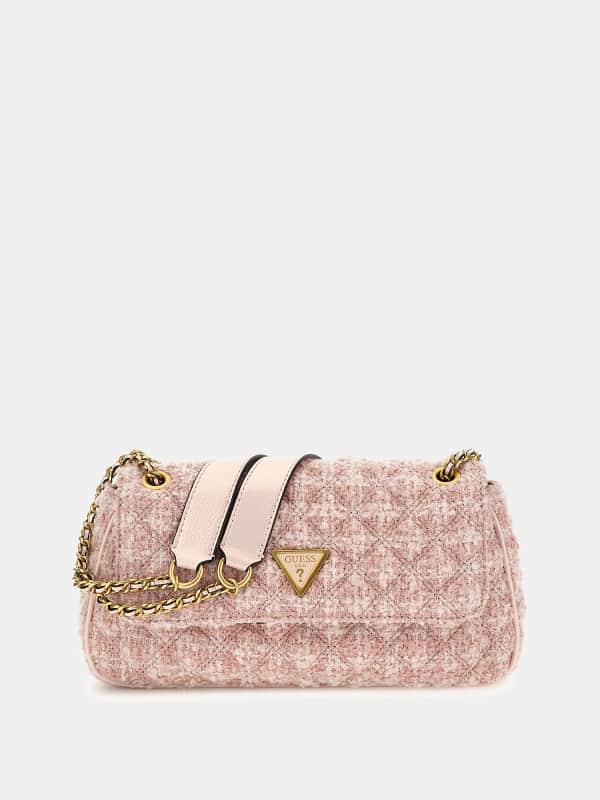 Чанта през рамо GUESS Giully Tweed Crossbody Bag Розово | HWTK8748210, 0