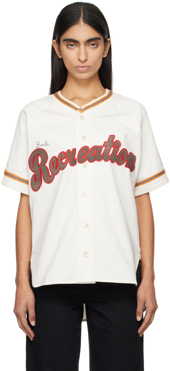 Фланелка Bode Baseball Shirt With Print Бяло | MRF24SH053, 0