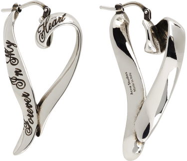 Аксесоари Acne Studios Silver Heart Hoop Earrings Сиво | C50393-, 1