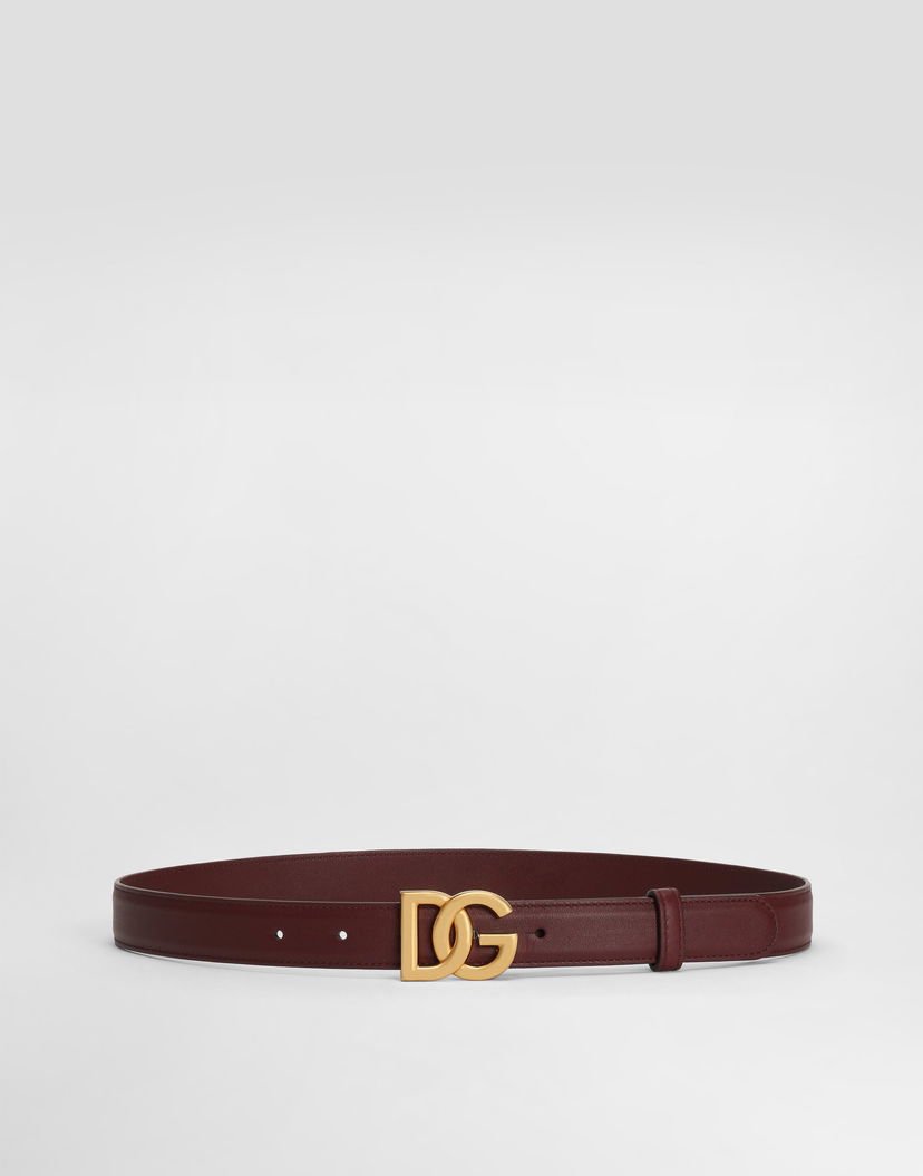 Колани Dolce & Gabbana Calfskin Belt With Dg Logo Бургунди | BE1447AK27480346