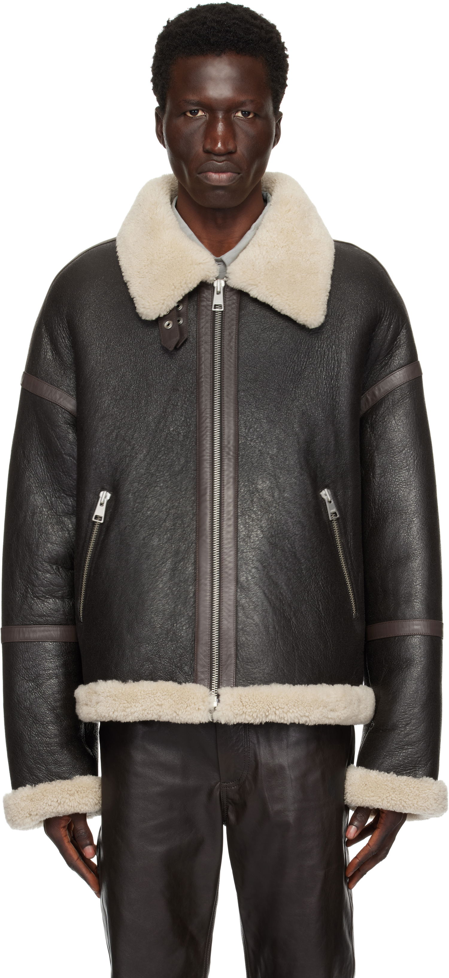 Яке бомбър AMI Shearling Zip Jacket Черно | UJK021.LH0040, 0