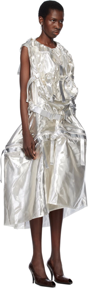 Pокля Junya Watanabe Junya Watanabe Glitter Organdy Midi Dress Бяло | JO-O025-051-1, 1