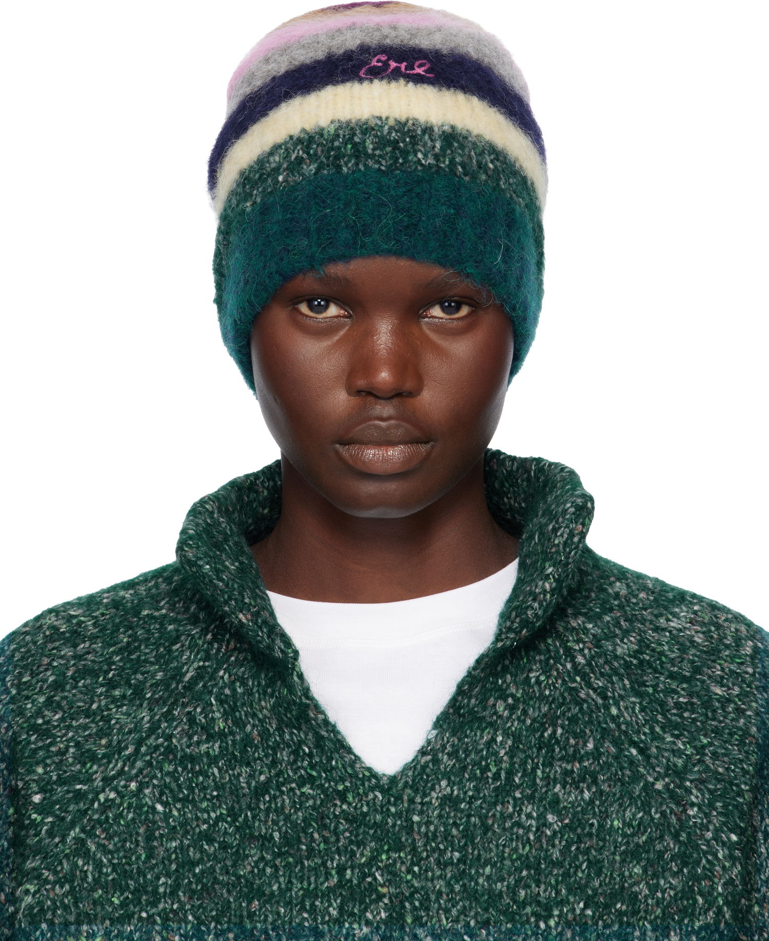 Шапка ERL Striped Alpaca Mohair Beanie Многоцветен | ERL11K112, 0