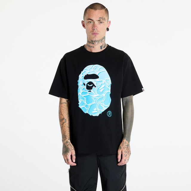 A BATHING APE Abc Sea Surface Camo Ape Head Tee Black