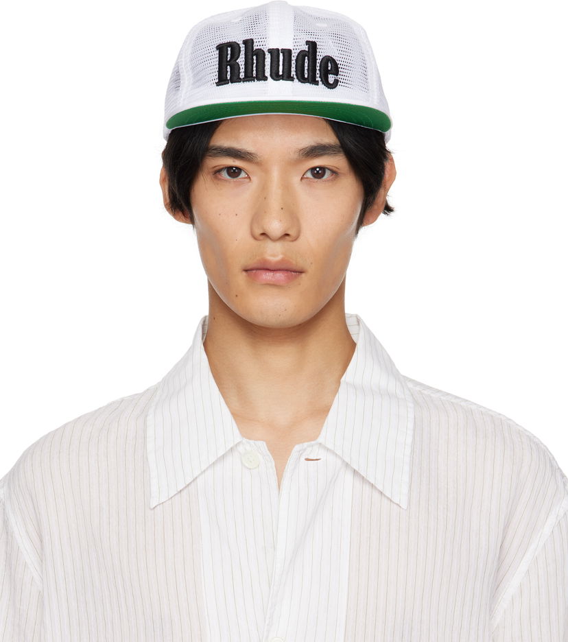 Шапка с козирка Rhude Rhude Logo Mesh Trucker Cap Бяло | RHPF25HA01016