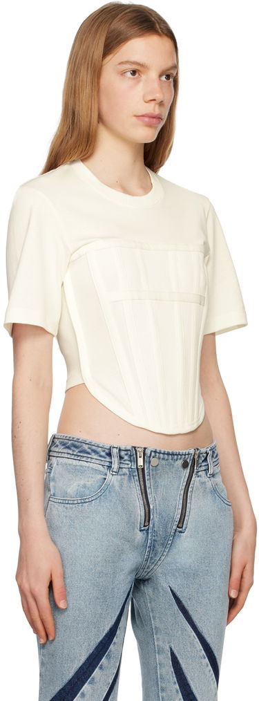 Съкратен топ Dion Lee Corset T-Shirt Бяло | C3097R23, 1