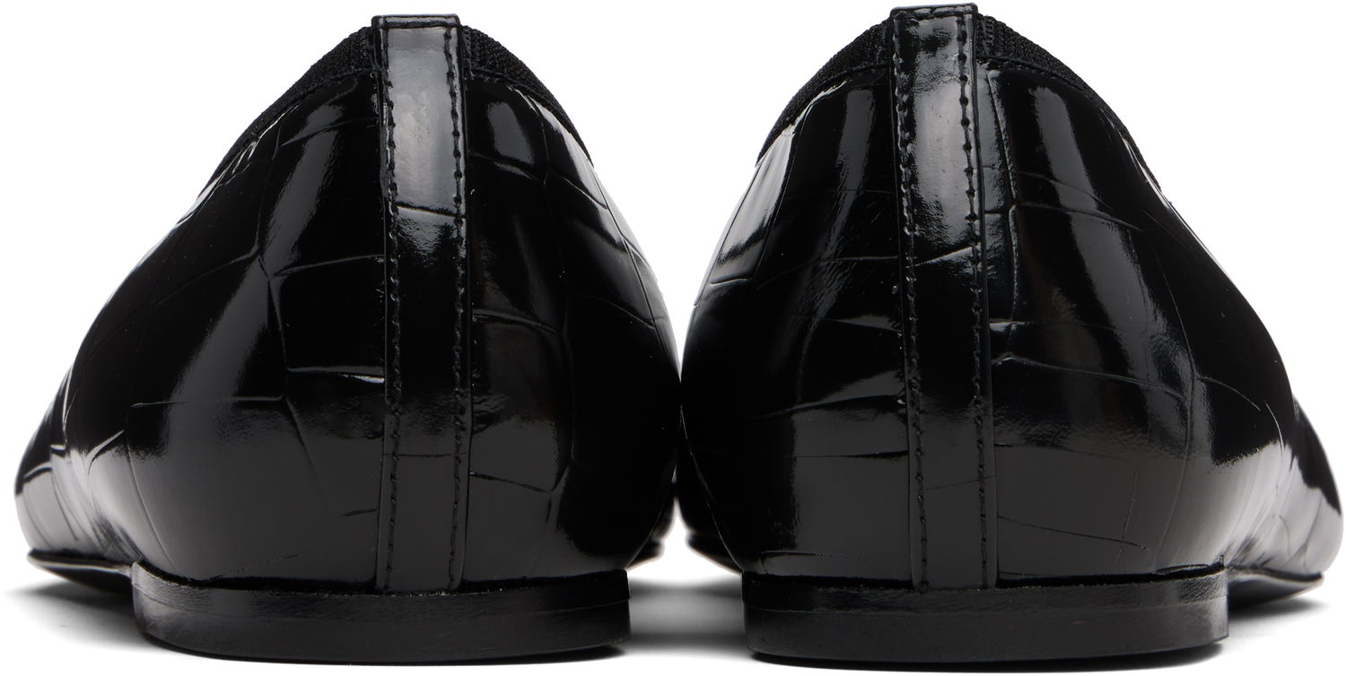 Грижа за обувките TOTEME TOTEME Minimalist Croco-Embossed Ballerina Flats Черно | 253-WAS0218-LE0153, 1