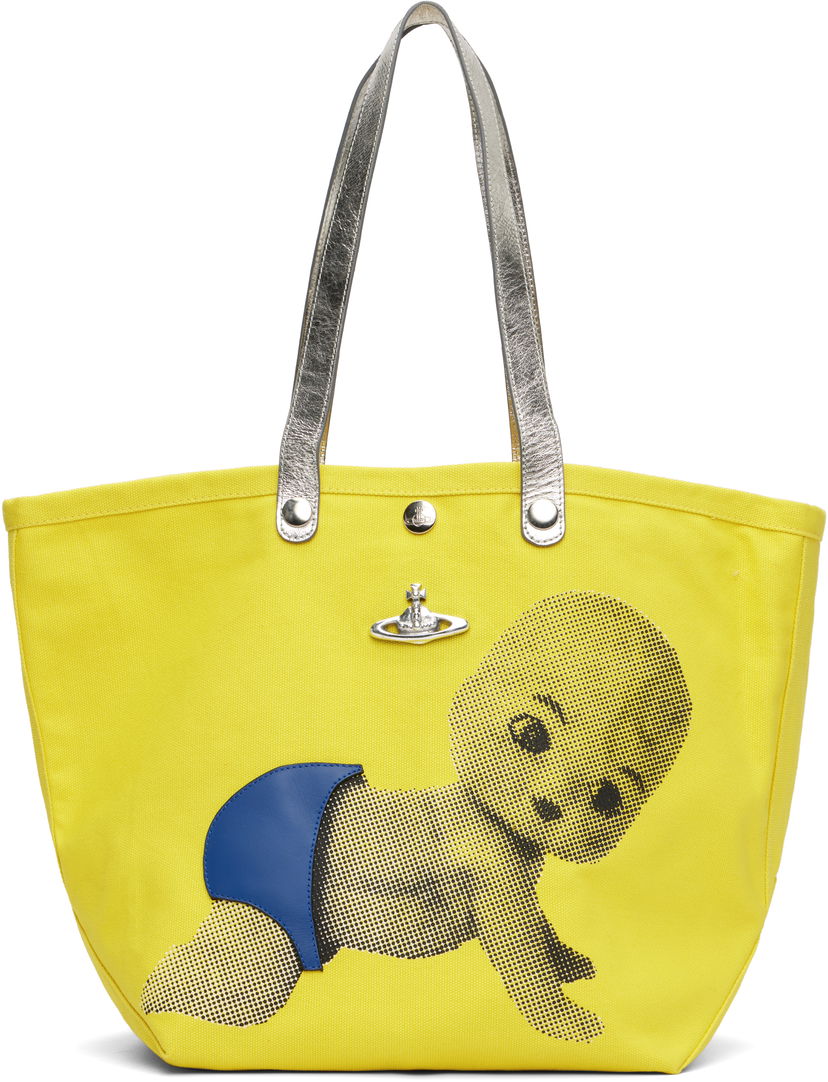 Голяма пазарска чанта Vivienne Westwood Vivienne Westwood Baby Printed Canvas Small Shopper Tote Жълто | 4205007NU-W015D-