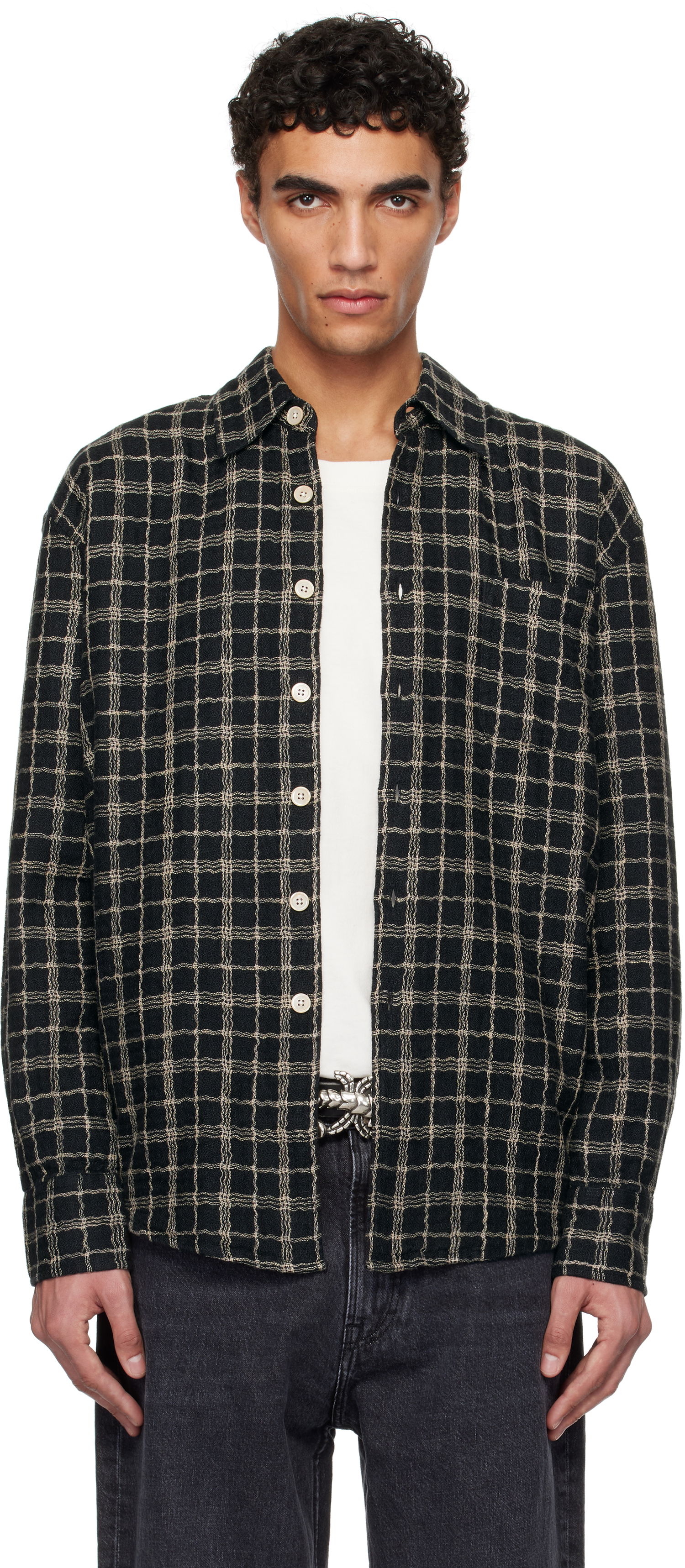 Риза OUR LEGACY Our Legacy Above Grid Check Shirt Черно | M2252ABF, 0