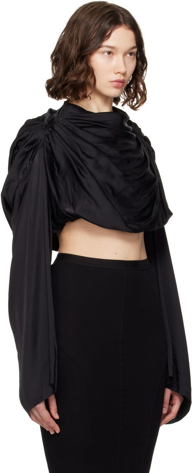 Съкратен топ Rick Owens Rick Owens Hollywood Claudette Draped Crop Top Черно | RO01E7264 SCH, 1