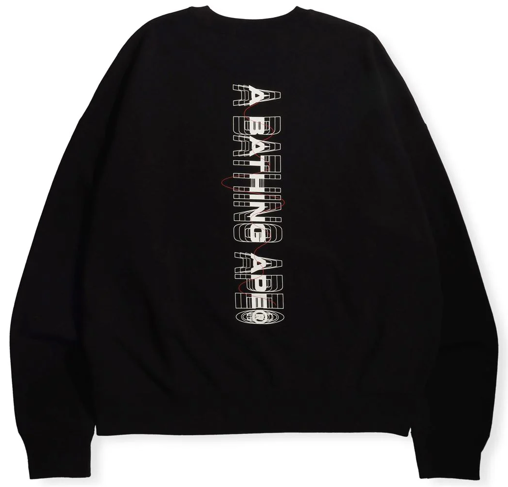 Пуловер BAPE Graphic #2 Loose Fit Crewneck Черно | 001SWH701001I, 1