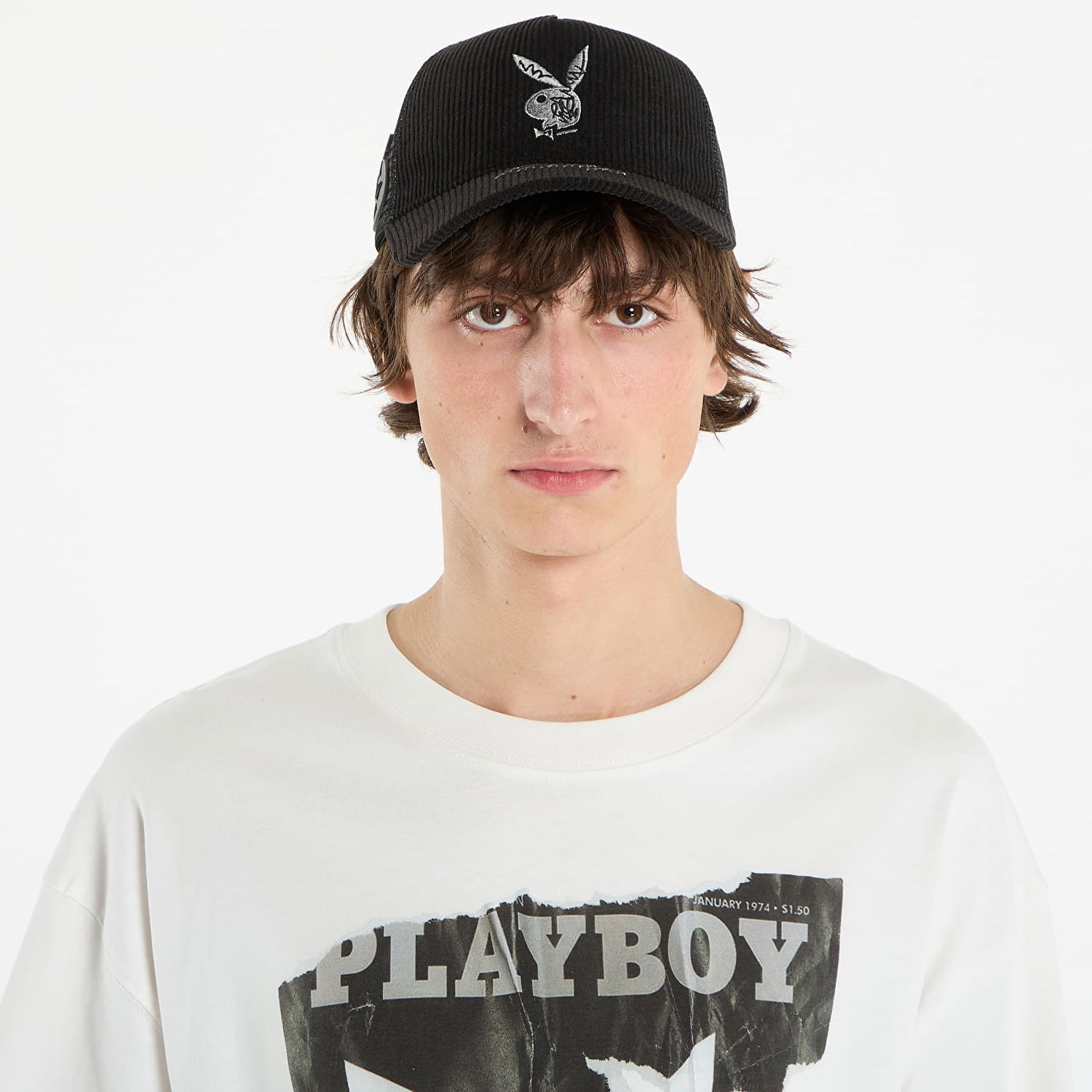 Шапка с козирка Footshop Playboy x FTSHP Corduroy Trucker Black Черно | FTSHP_533, 0