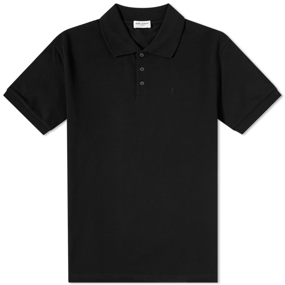 Поло тениска Saint Laurent Classic Logo Polo Черно | 554052YB2OC-1000, 0