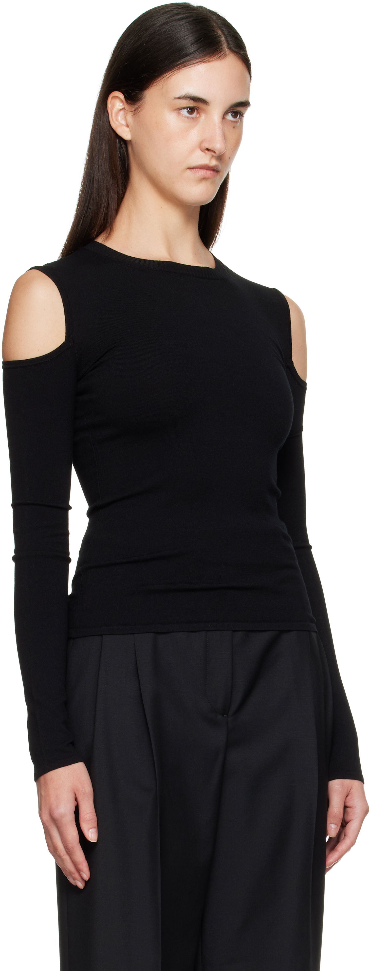 Тениска Max Mara Max Mara Vik Cold-Shoulder Top Черно | 2511361092600, 1