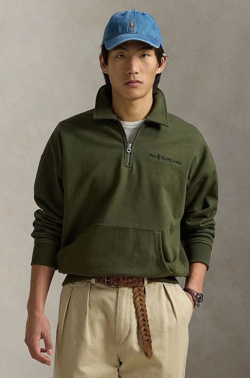 Суитчър Polo by Ralph Lauren Green Pullover with Quarter Zipper Зелено | 710961138