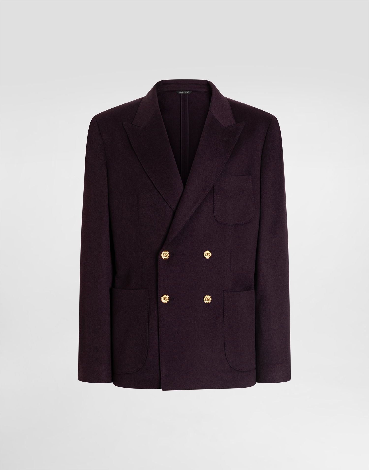Яке Dolce & Gabbana Double-breasted Portofino Cashmere Jacket with Gold-tone DG Buttons and Patch Pockets Лилаво | G2NZ2TGJ763F0517, 0