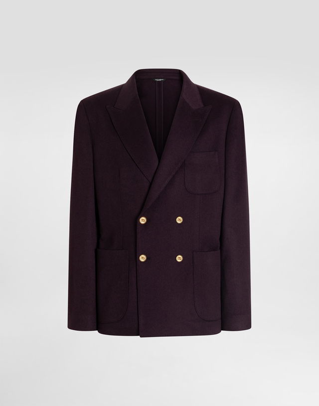 Double-breasted Portofino Cashmere Jacket with Gold-tone DG Buttons and Patch Pockets