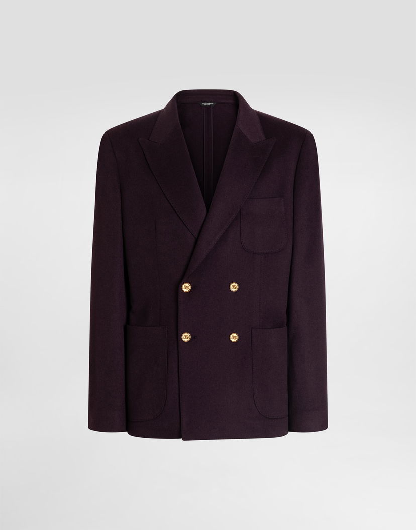 Яке Dolce & Gabbana Double-breasted Portofino Cashmere Jacket with Gold-tone DG Buttons and Patch Pockets Лилаво | G2NZ2TGJ763F0517