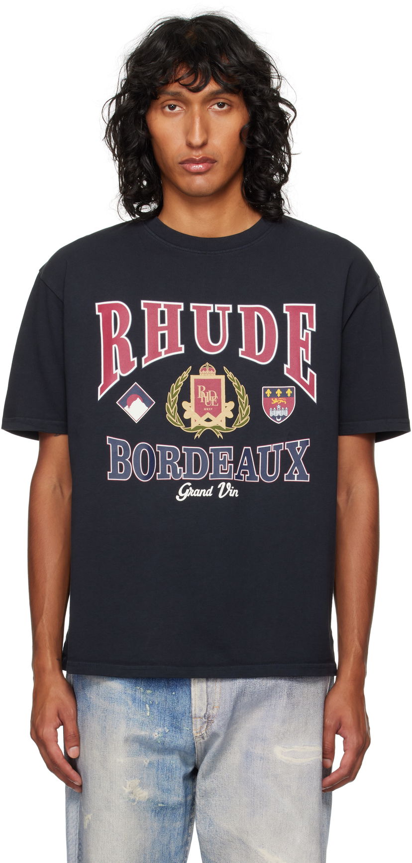 Тениска Rhude Bordeaux Grand T-shirt Черно | RHFW24TT24012