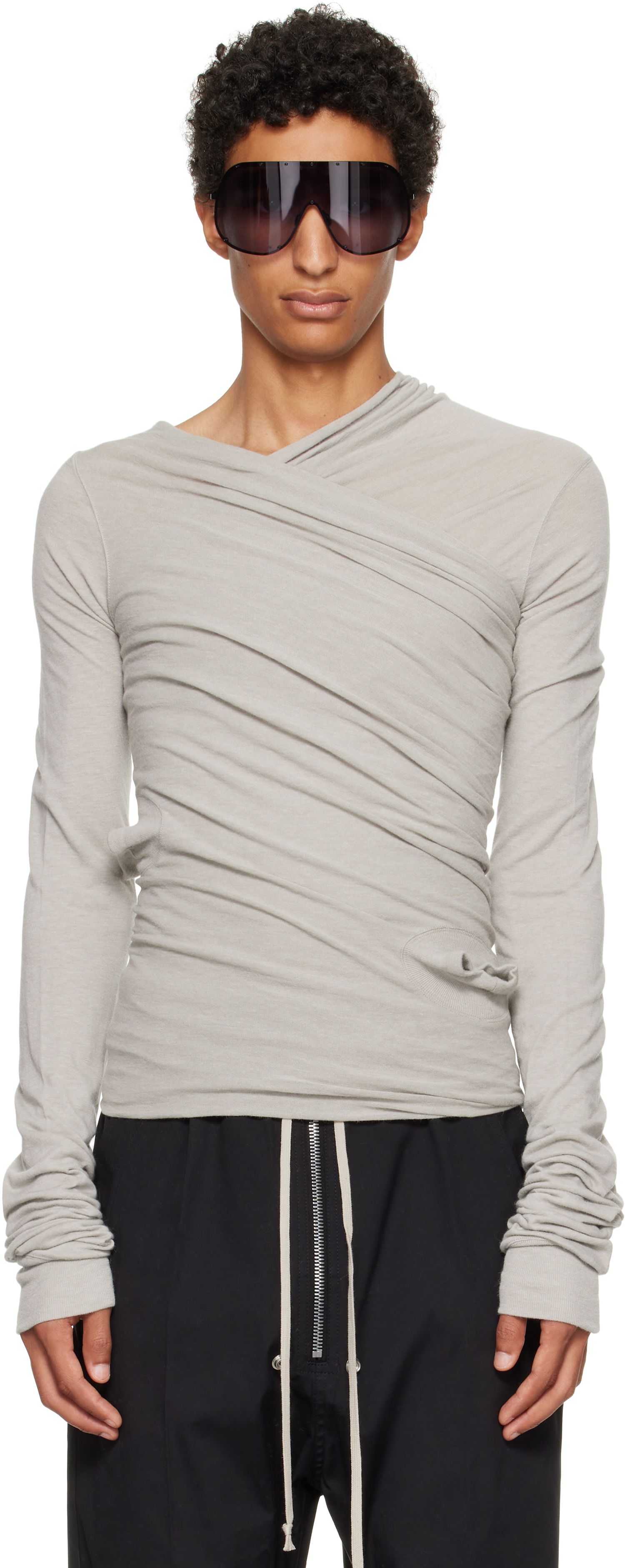 Тениска Rick Owens Rick Owens Concordians Hollywood Banana Long Sleeve T-Shirt Сиво | RU02E1262 JR, 0