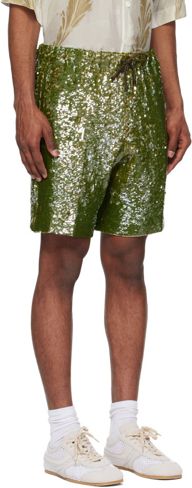 Къси панталони Dries Van Noten Dries Van Noten Sequin Shorts Зелено | 251-080973-1480, 1
