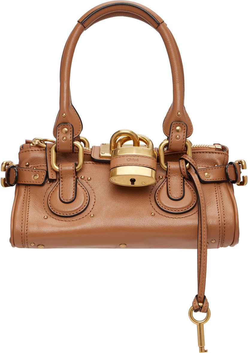 Дамска чанта CHLOÉ Small Paddington Top Handle Padlock Bag Кафяво | CH26SS805P75