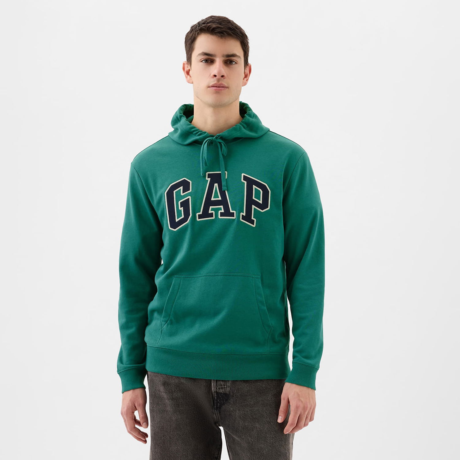 Суитчър GAP French Terry Pullover Logo Hoodie Jade Stone Зелено | 868460-00, 0