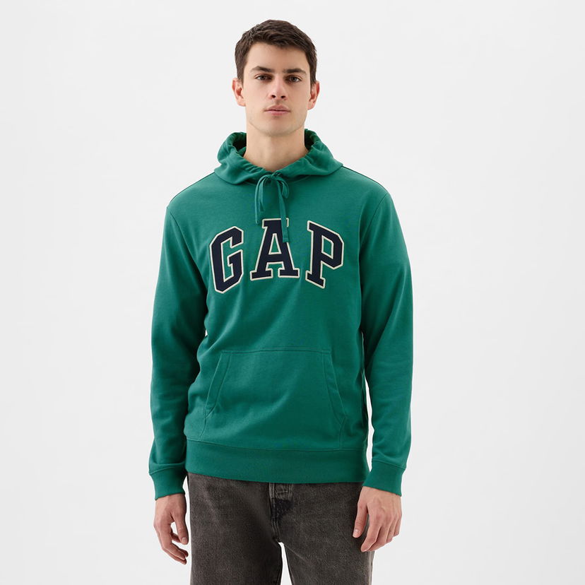 Суитчър GAP French Terry Pullover Logo Hoodie Jade Stone Зелено | 868460-00