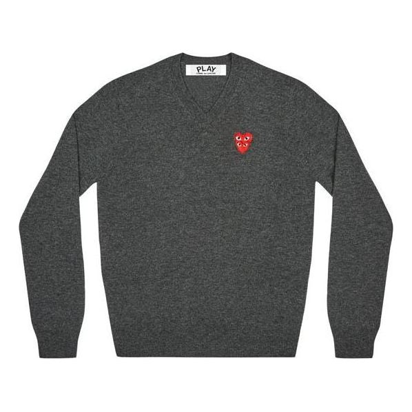 Пуловер Comme des Garçons PLAY V-Neck Pullover With Red Emblem Сиво | AZ-N074-051-2, 0