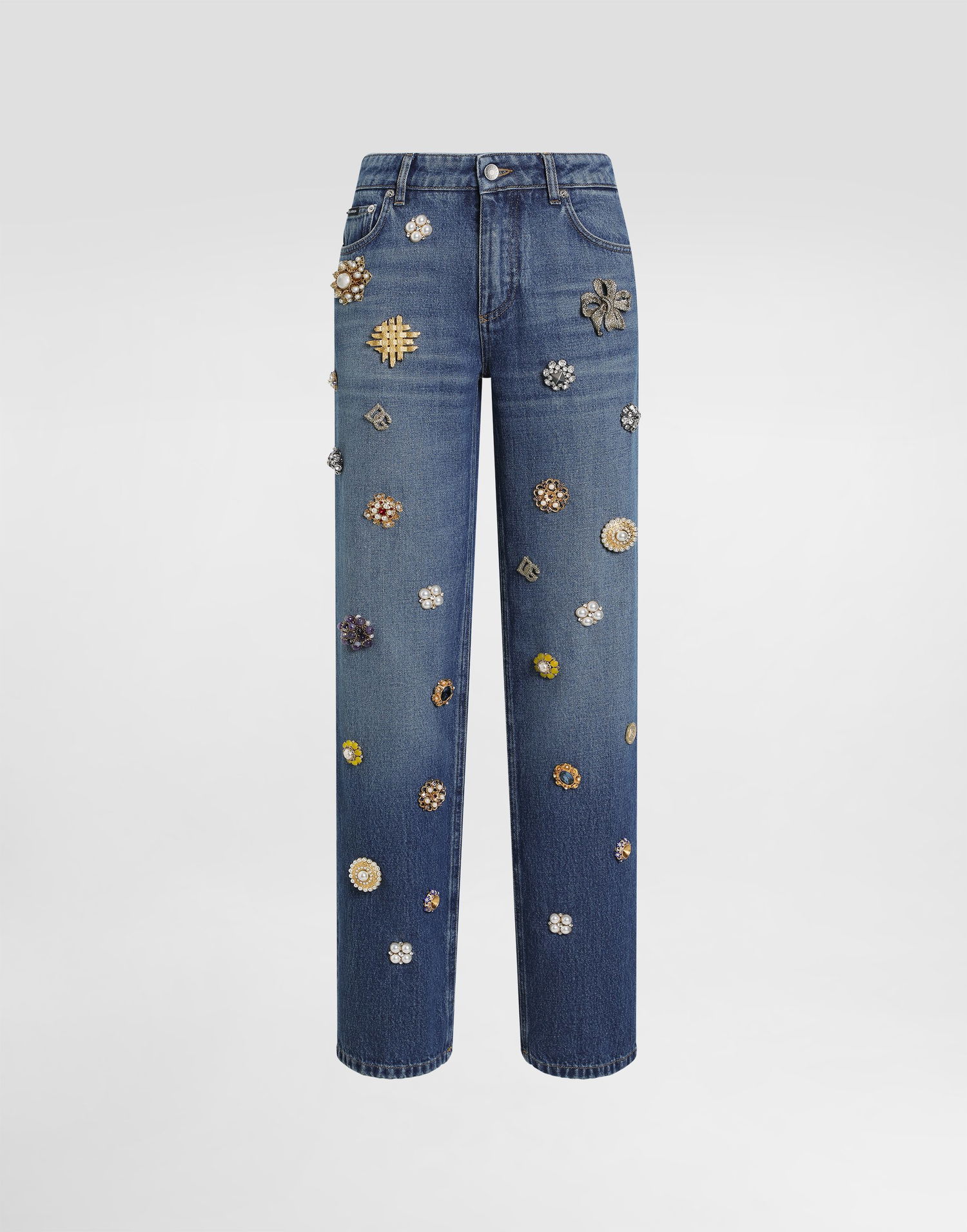 Дънки Dolce & Gabbana Dolce & Gabbana 5-Pocket Embellished Denim Trousers Синьо | FTC8CZG8NC7S9001, 0