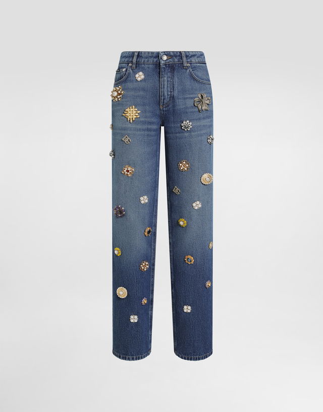 Dolce & Gabbana 5-Pocket Embellished Denim Trousers