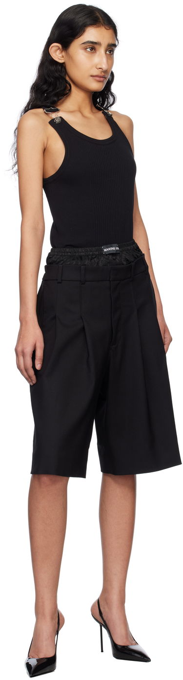 Къси панталони Marine Serre Marine Serre Virgin Wool Twill Shorts Черно | MSH010A RWOV0001, 3