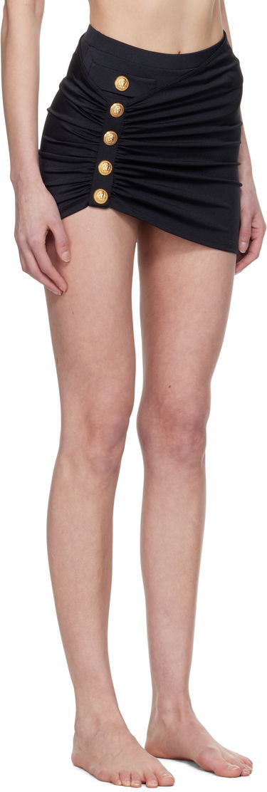 Пола Balmain Balmain Draped Button Sarong Cover-up Skirt Черно | BKG412250, 1