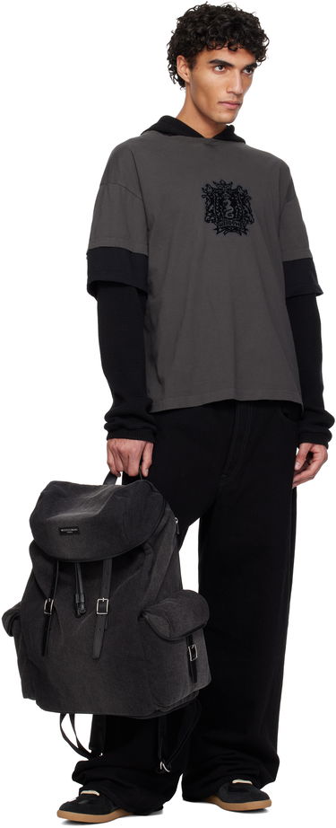 Раница WOOYOUNGMI Flap Top Denim Backpack Сиво | W253BA01, 3