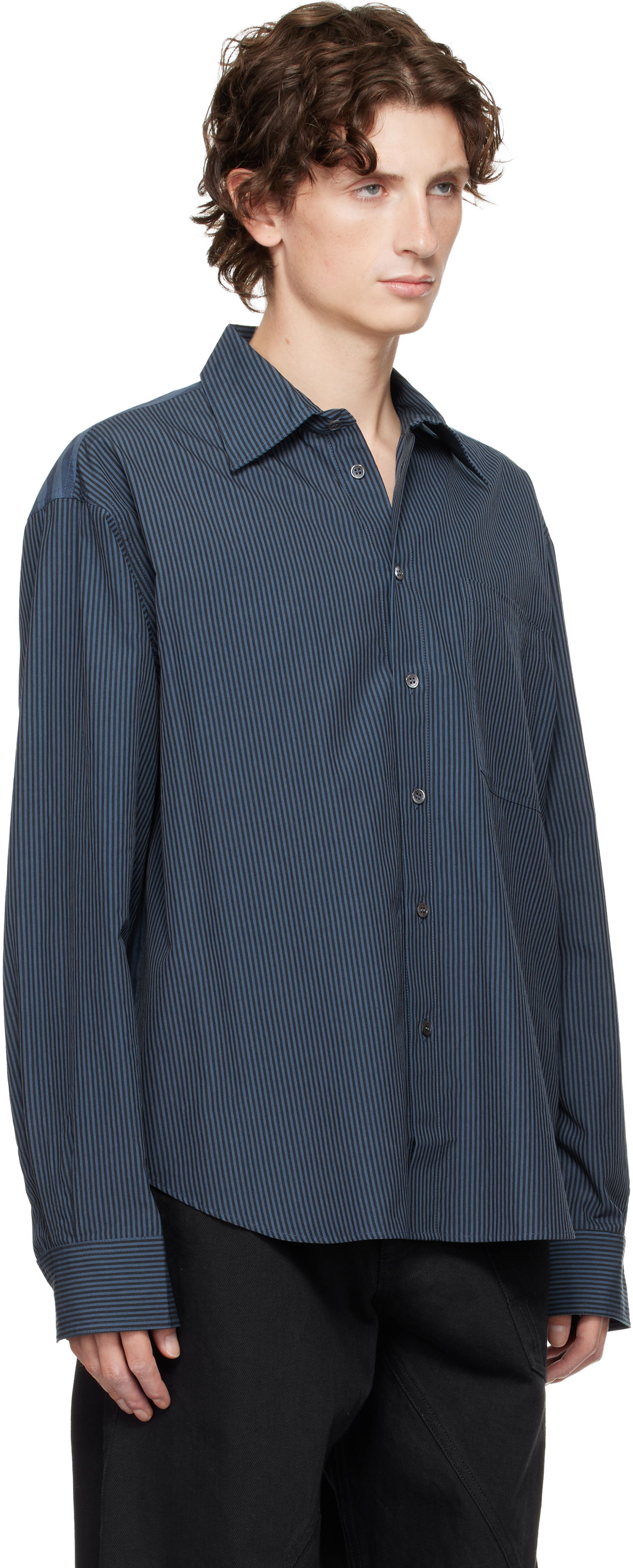 Риза JW Anderson Vertical Striped Long Sleeve Shirt Синьо | SH0370-PG1414, 1