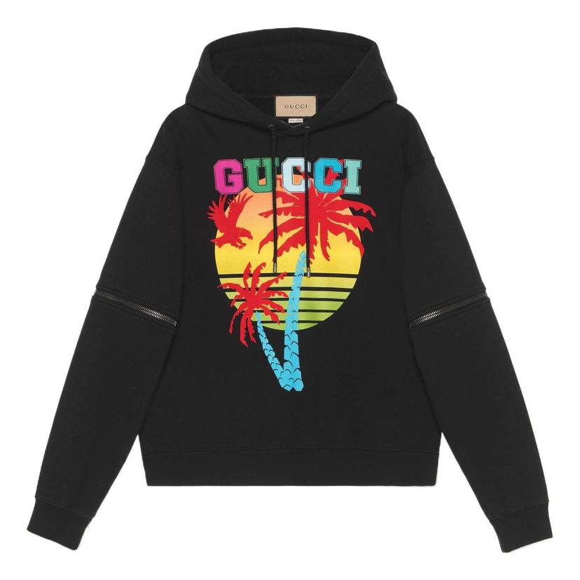 Суитчър Gucci Sunset Print Removable Sleeves Hoodie Черно | 700117-XJEOT-1082