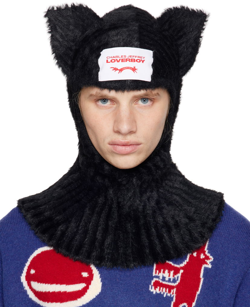 Шал Charles Jeffrey Loverboy Fluffy Ears Balaclava Черно | 41130801