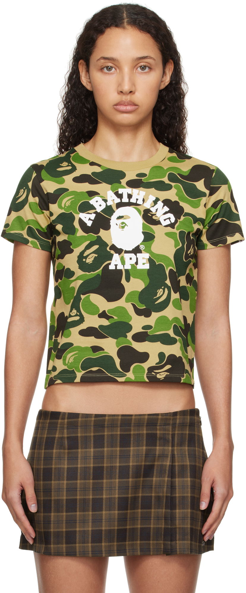 Съкратен топ BAPE Camo Mini T-shirt Зелено | 001CSK802004L