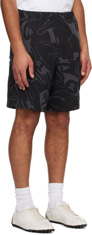 Къси панталони AAPE by A Bathing Ape 'AAPENOW' Moonface Logo Camo Sweat Shorts Черно | AAPSPMB677XXNBKZ, 1