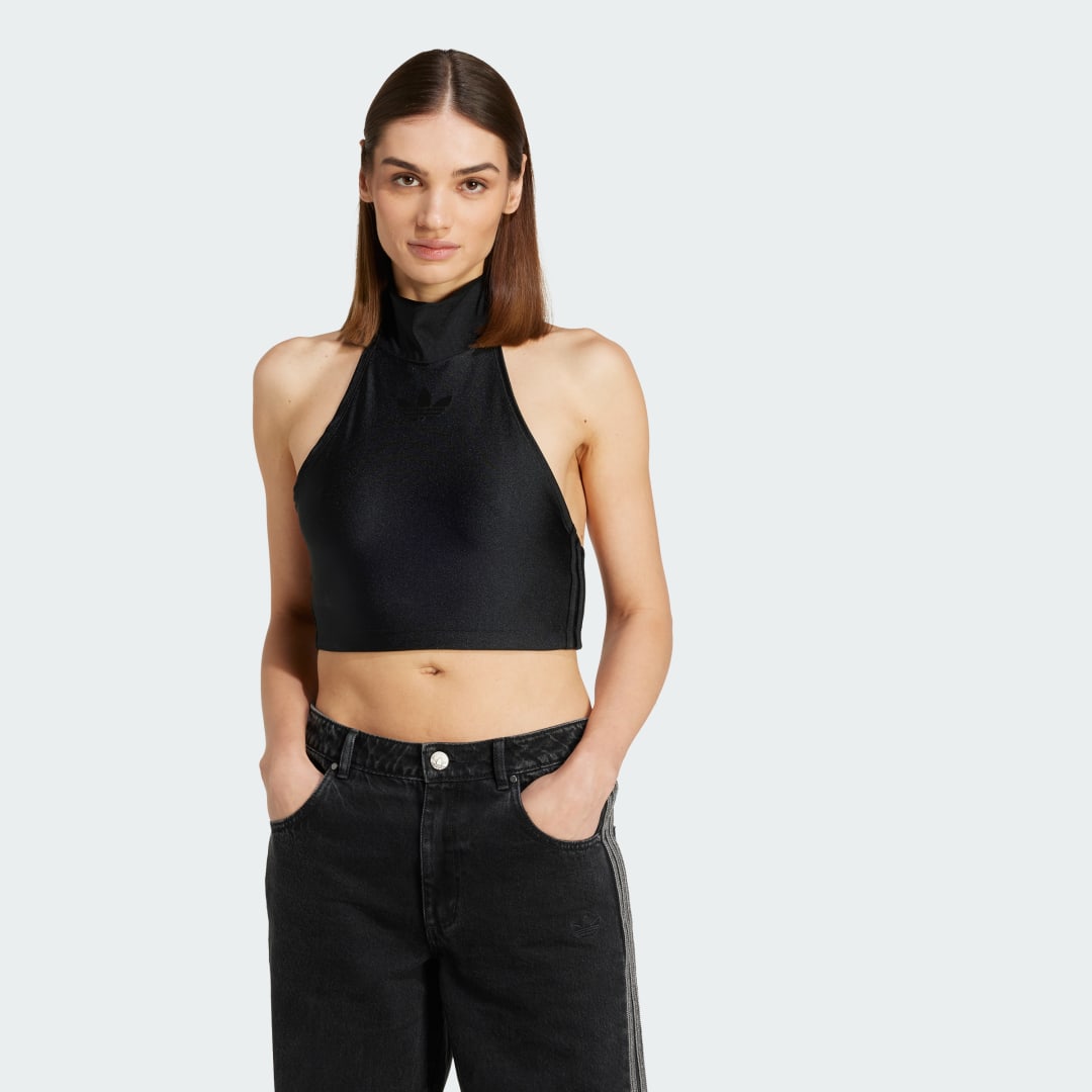 Съкратен топ adidas Performance Women's Crop Top with Tie-Neck Черно | JJ3182, 0