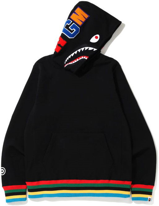 Суитчър BAPE Shark Line Rib Hoodie Черно | 001PPG301004X, 0