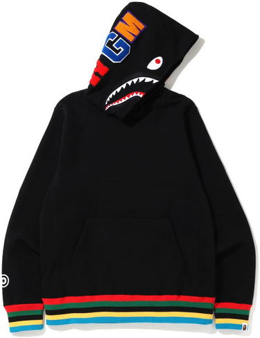 Суитчър BAPE Shark Line Rib Hoodie Черно | 001PPG301004X, 0