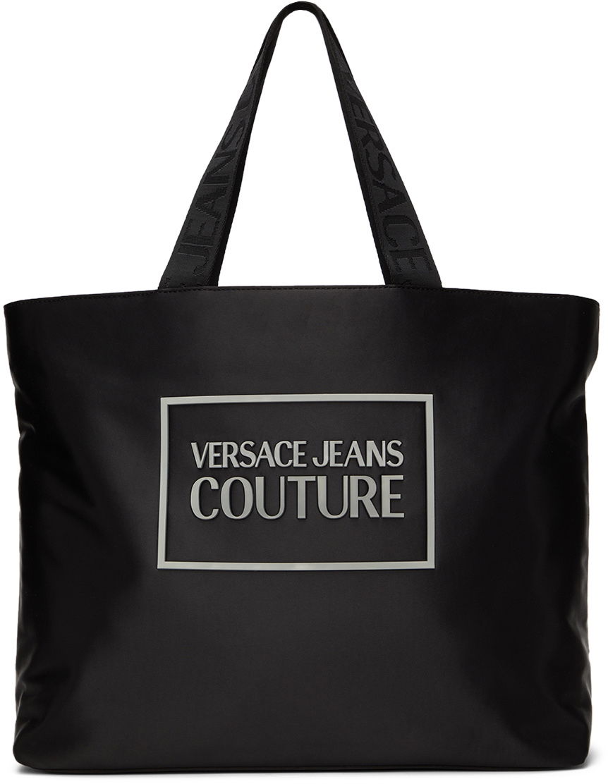 Голяма пазарска чанта Versace Black Gummy Logo Tote Черно | E72VA4BH3EZS294, 0