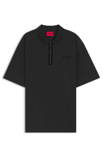 Поло тениска BOSS HUGO Zip Placket Polo Shirt Черно | 50542313, 0