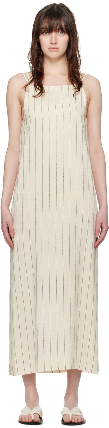 Pокля Loulou de Saison Loulou de Saison Etta Striped Midi Dress Бежово | ETTA, 0