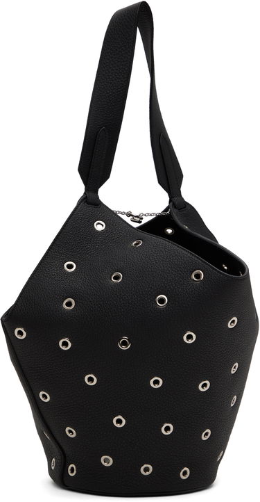 Голяма пазарска чанта Khaite KHAITE Small Lotus Eyelet Tote Черно | H2043-915, 1