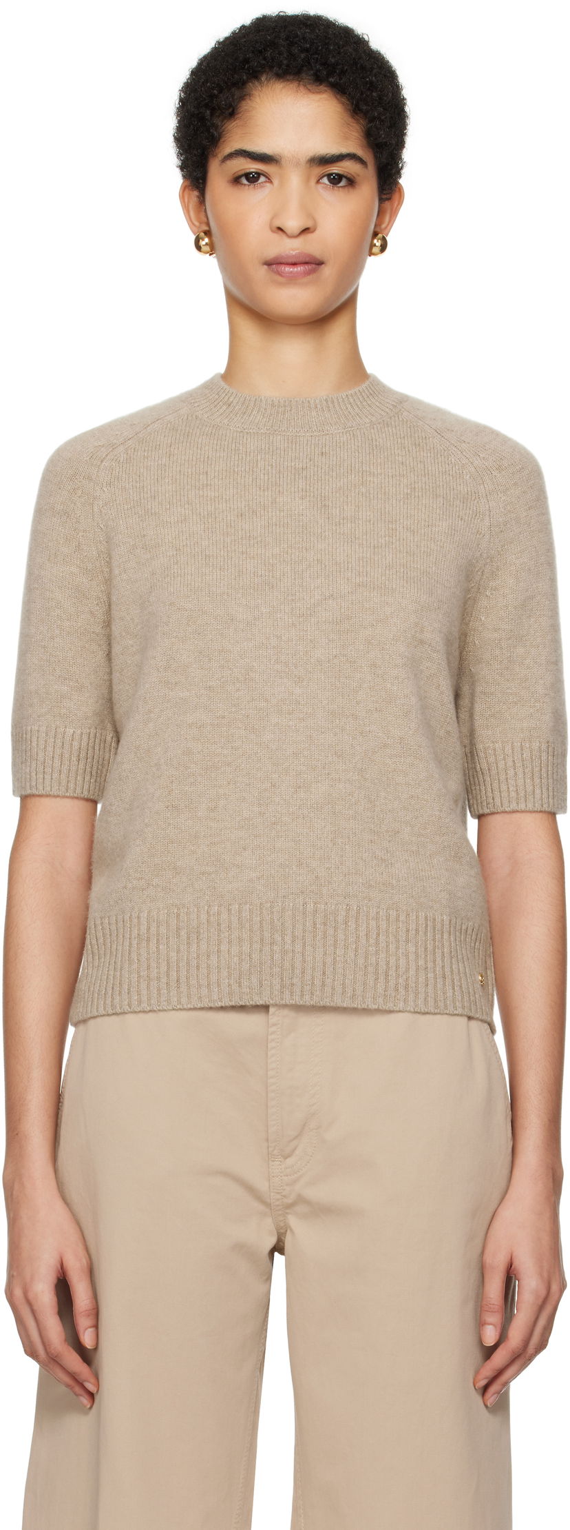 Пуловер Anine Bing ANINE BING Jackson Crewneck Knit Sweater Бежово | A-09-10175-BWN2