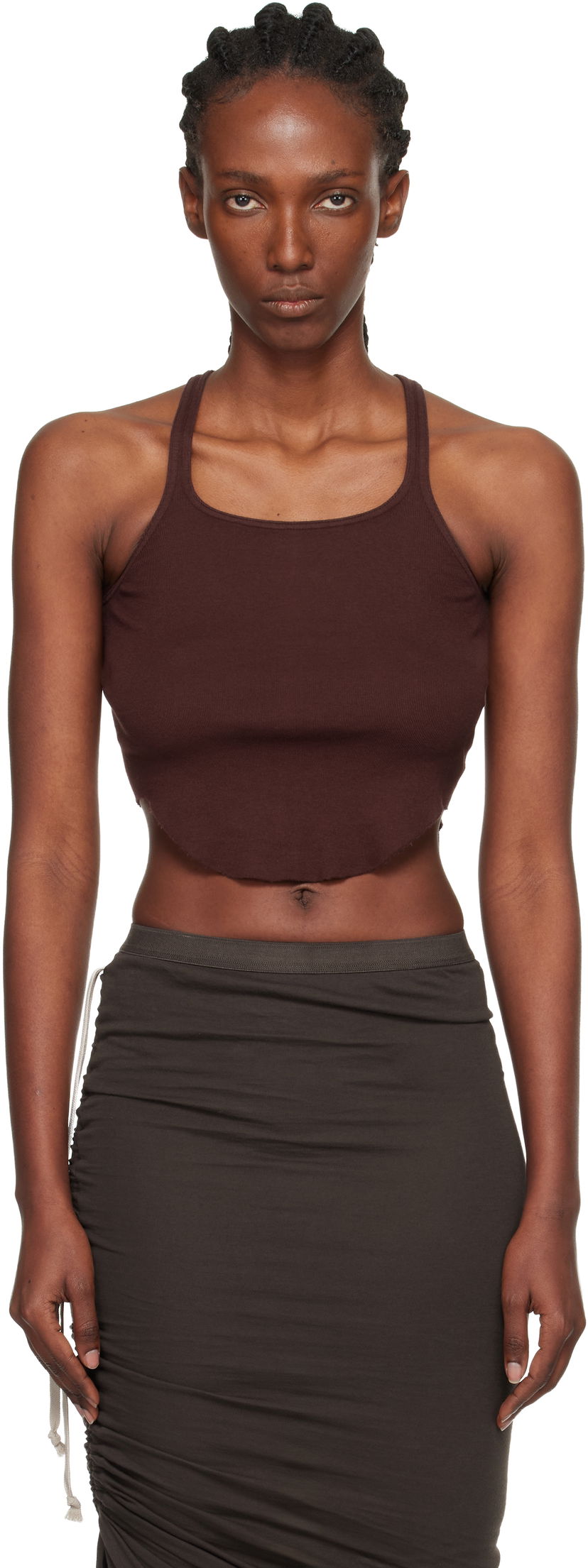 Потник Rick Owens DRKSHDW Concordians Basic Rib Tank Top Кафяво | DS02E7100 RN