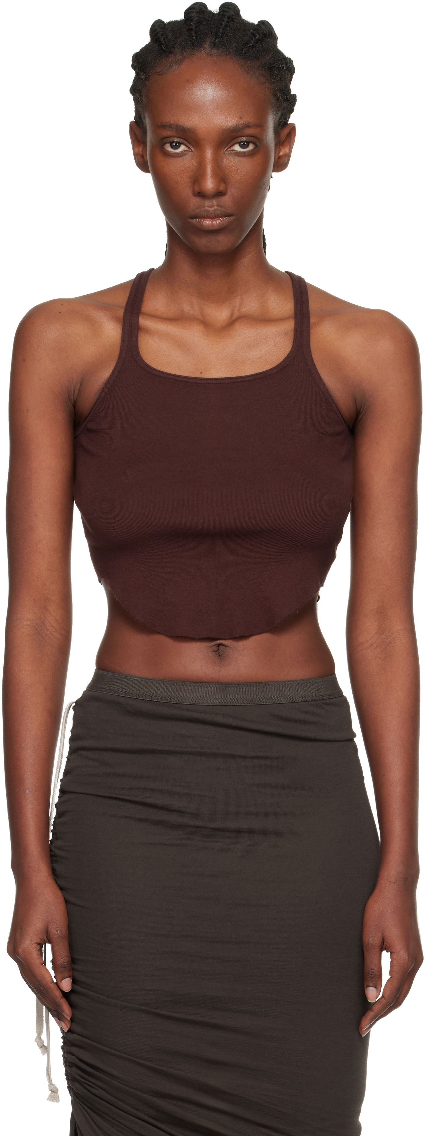 Потник Rick Owens DRKSHDW Concordians Basic Rib Tank Top Кафяво | DS02E7100 RN, 0