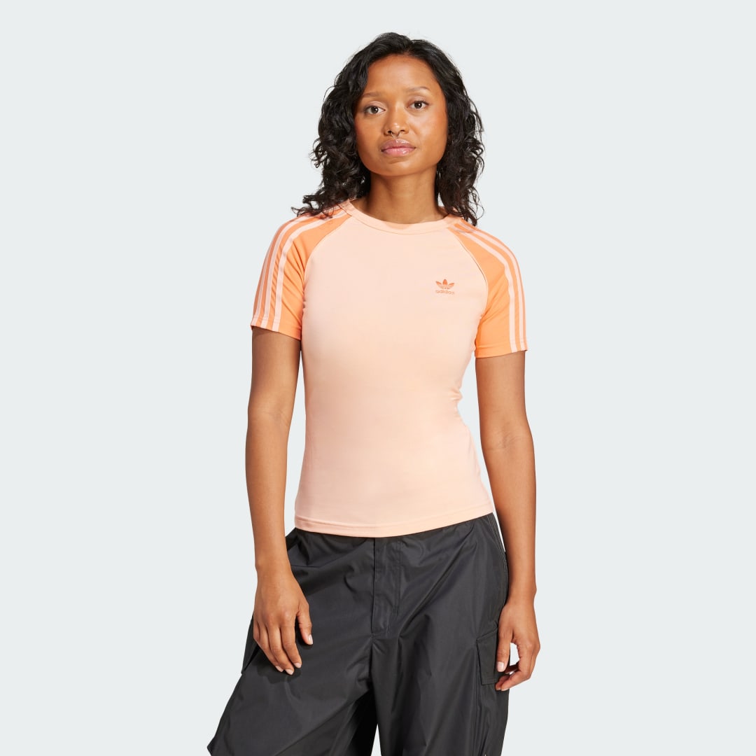 Тениска adidas Performance Adicolor 3-Stripes Raglan Slim T-Shirt Розово | JD0832, 0